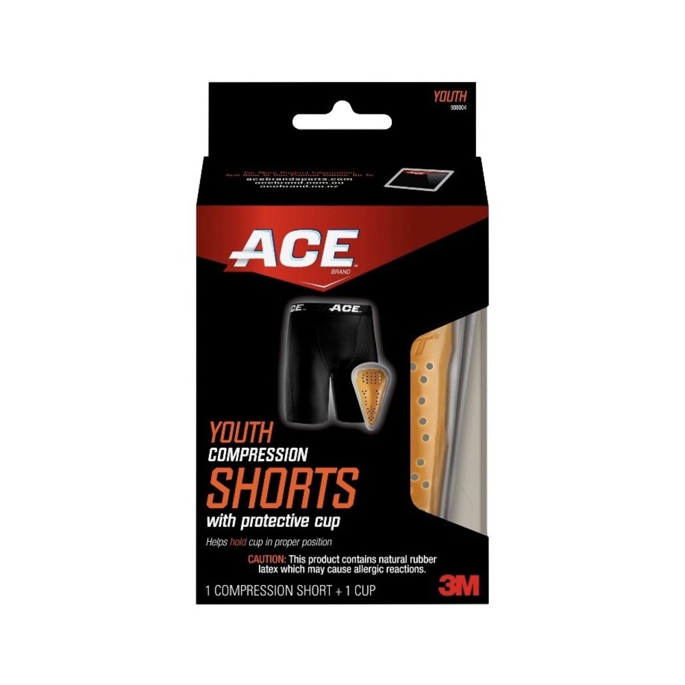 ACE Brand Youth Compression Black Shorts with Protective Cup Small Medium NIB